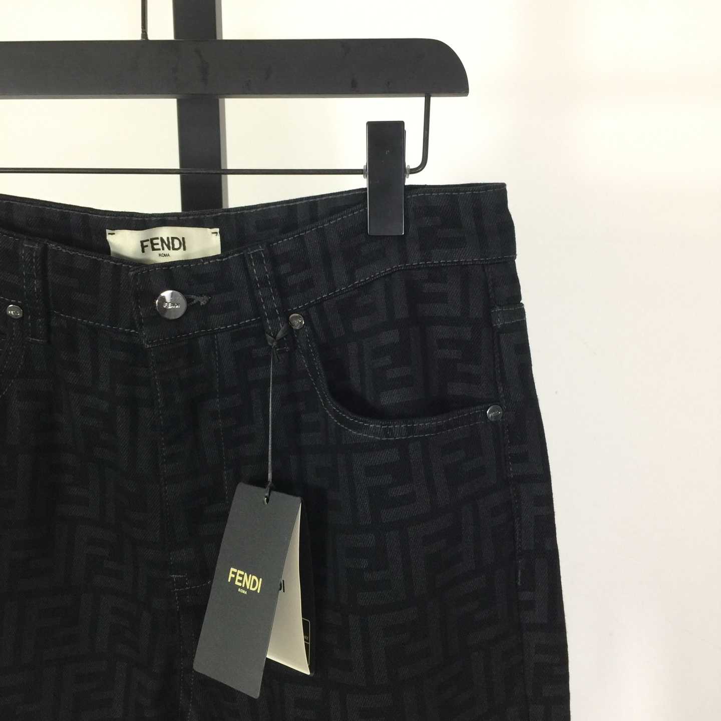 Fendi Black FF Denim Pants - DopestKickz