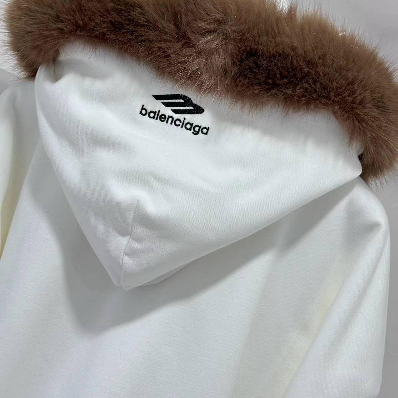 Balenciaga Fluffy Zip-Up Hoodie In Chalky White Medium Fleece - DopestKickz