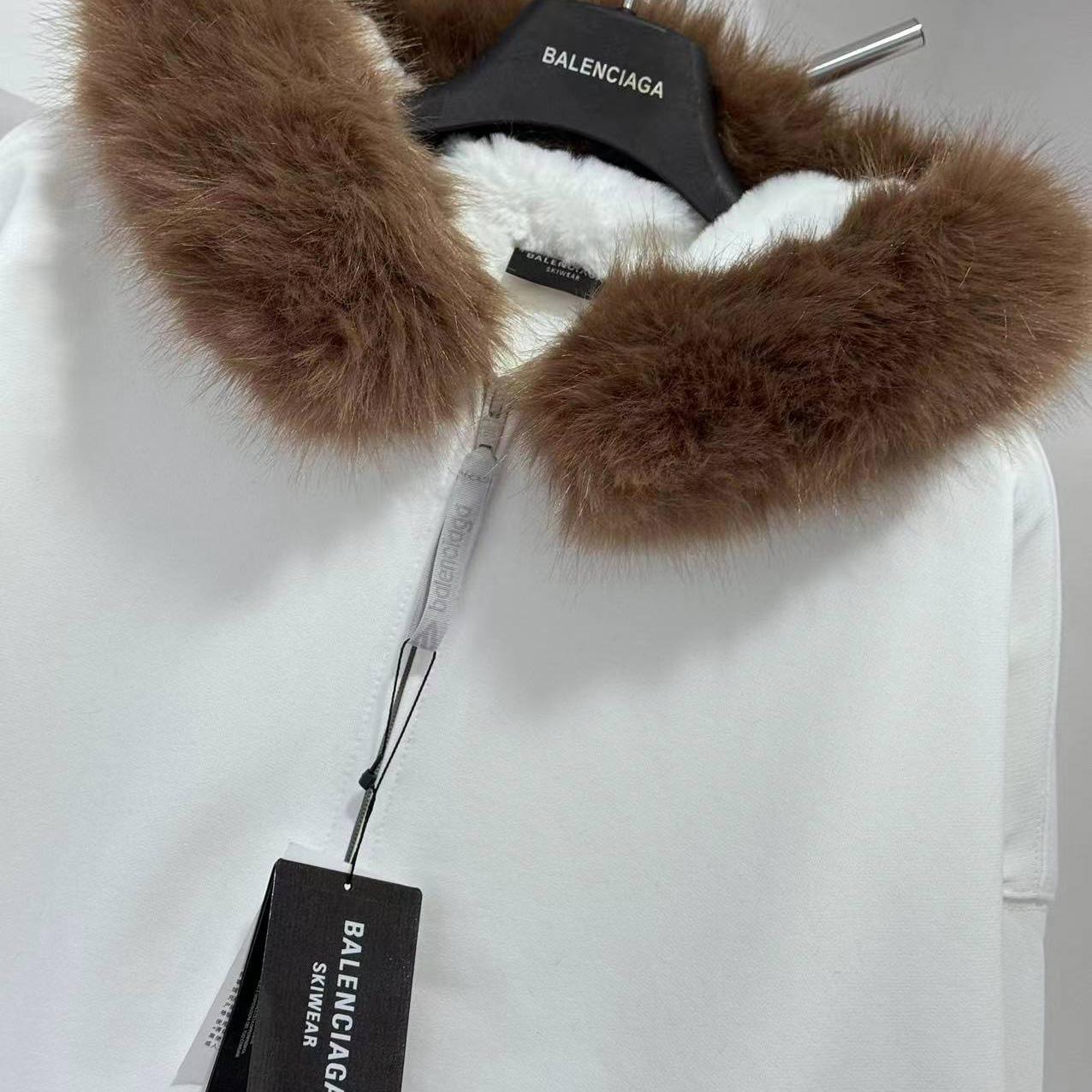 Balenciaga Fluffy Zip-Up Hoodie In Chalky White Medium Fleece - DopestKickz