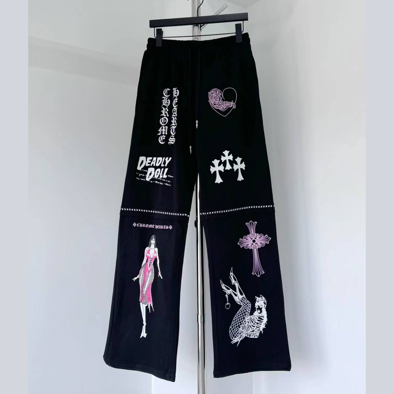 Chrome Hearts - x Deadly Doll Black Comic Print Pants - DopestKickz