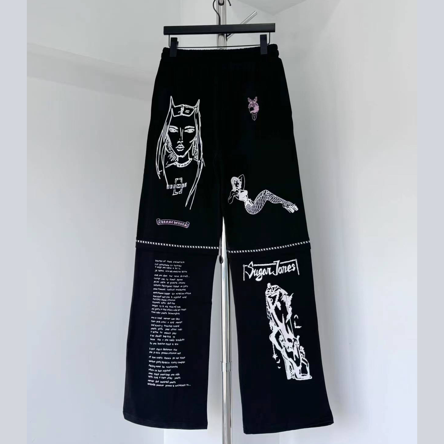 Chrome Hearts - x Deadly Doll Black Comic Print Pants - DopestKickz