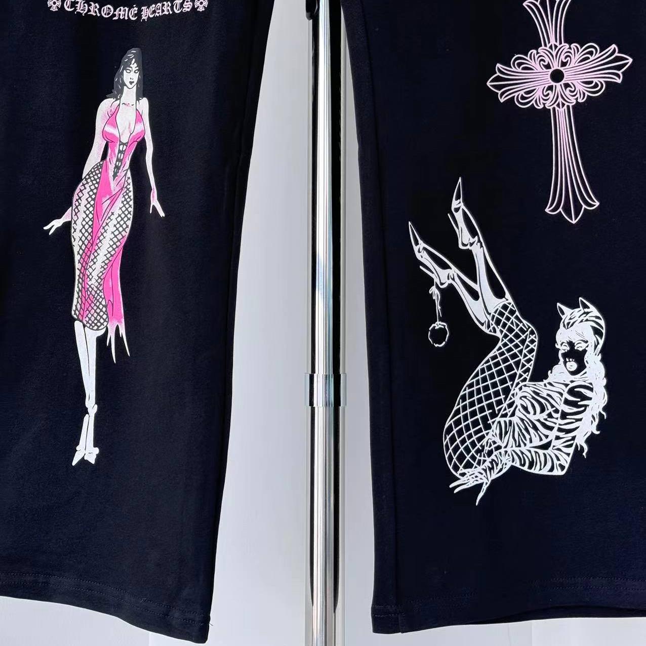 Chrome Hearts - x Deadly Doll Black Comic Print Pants - DopestKickz