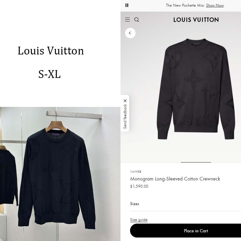 Louis Vuitton Monogram Long-Sleeved Cotton Crewneck   1AIWEB - DopestKickz