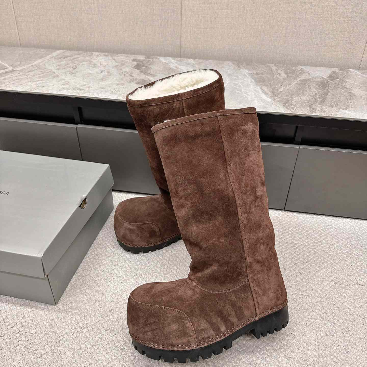 Balenciaga Alaska Fur High Boots - DopestKickz