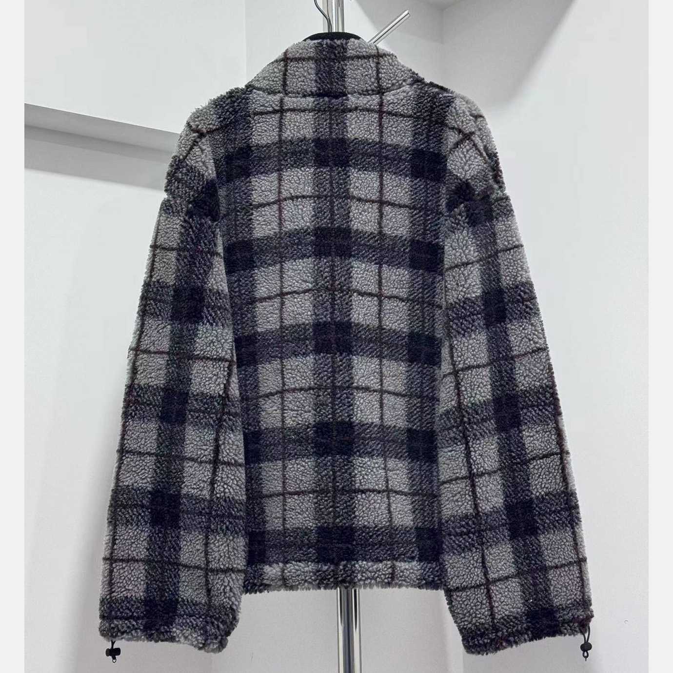 Miu Miu Checked Teddy Zipper Jacket - DopestKickz