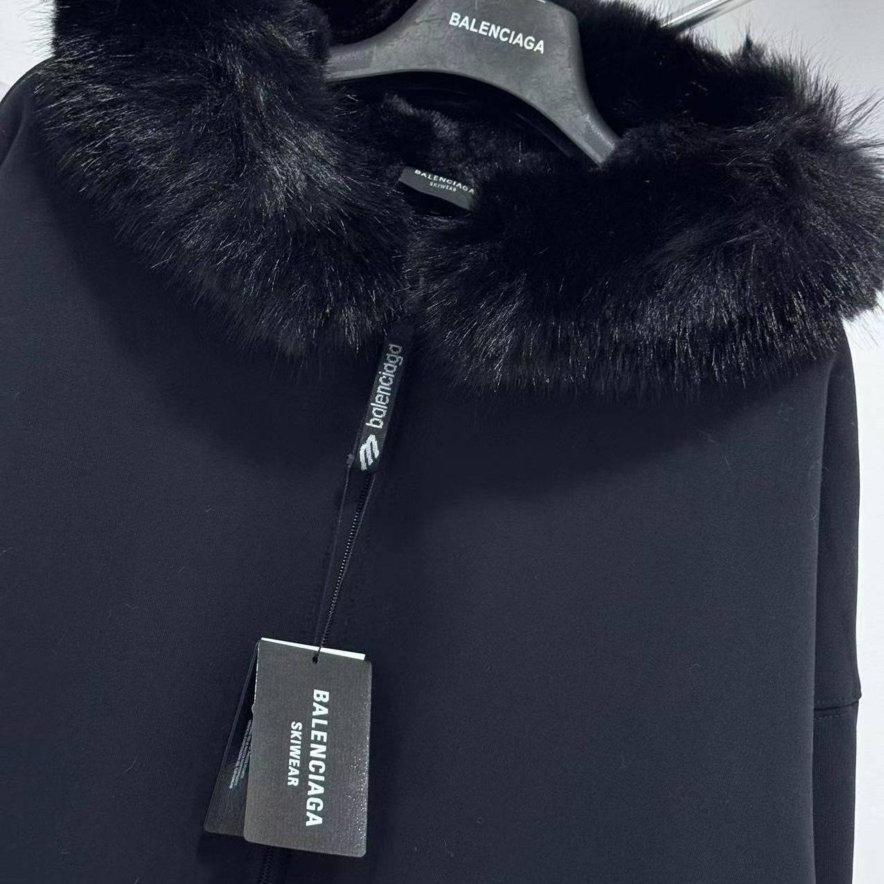 Balenciaga Fluffy Zip-Up Hoodie In Washed Black Medium Fleece - DopestKickz