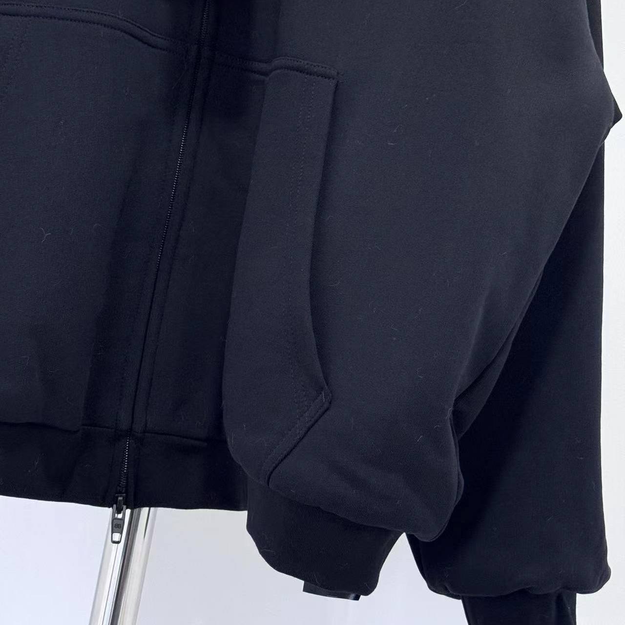 Balenciaga Fluffy Zip-Up Hoodie In Washed Black Medium Fleece - DopestKickz