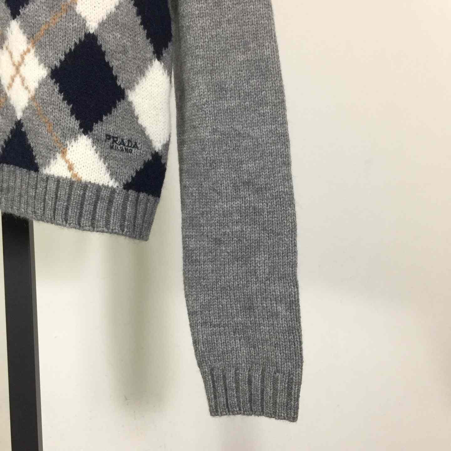 Prada Diamond-pattern Wool Cardigan - DopestKickz