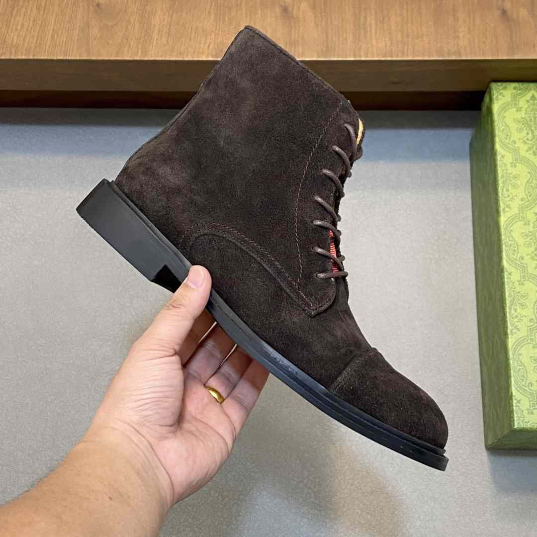 Gucci Men's Suede Lace-Up Boots - DopestKickz