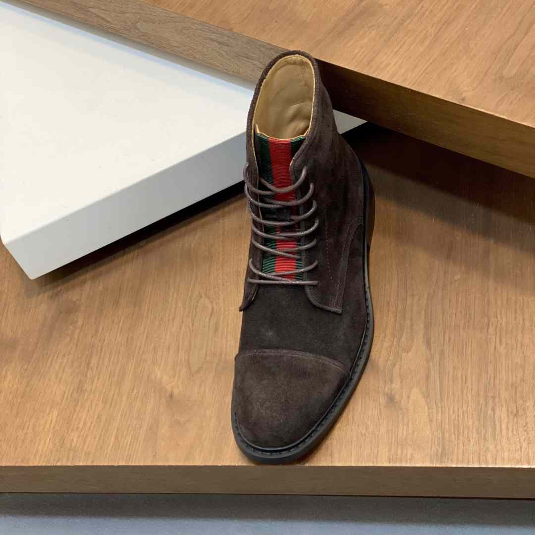 Gucci Men's Suede Lace-Up Boots - DopestKickz