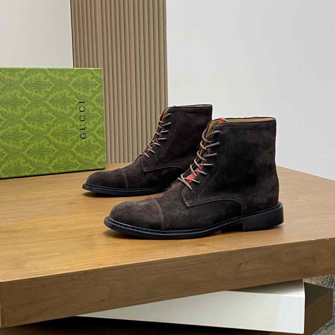 Gucci Men's Suede Lace-Up Boots - DopestKickz