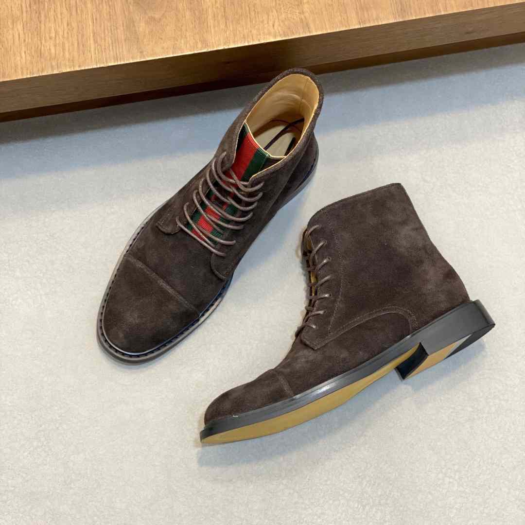 Gucci Men's Suede Lace-Up Boots - DopestKickz