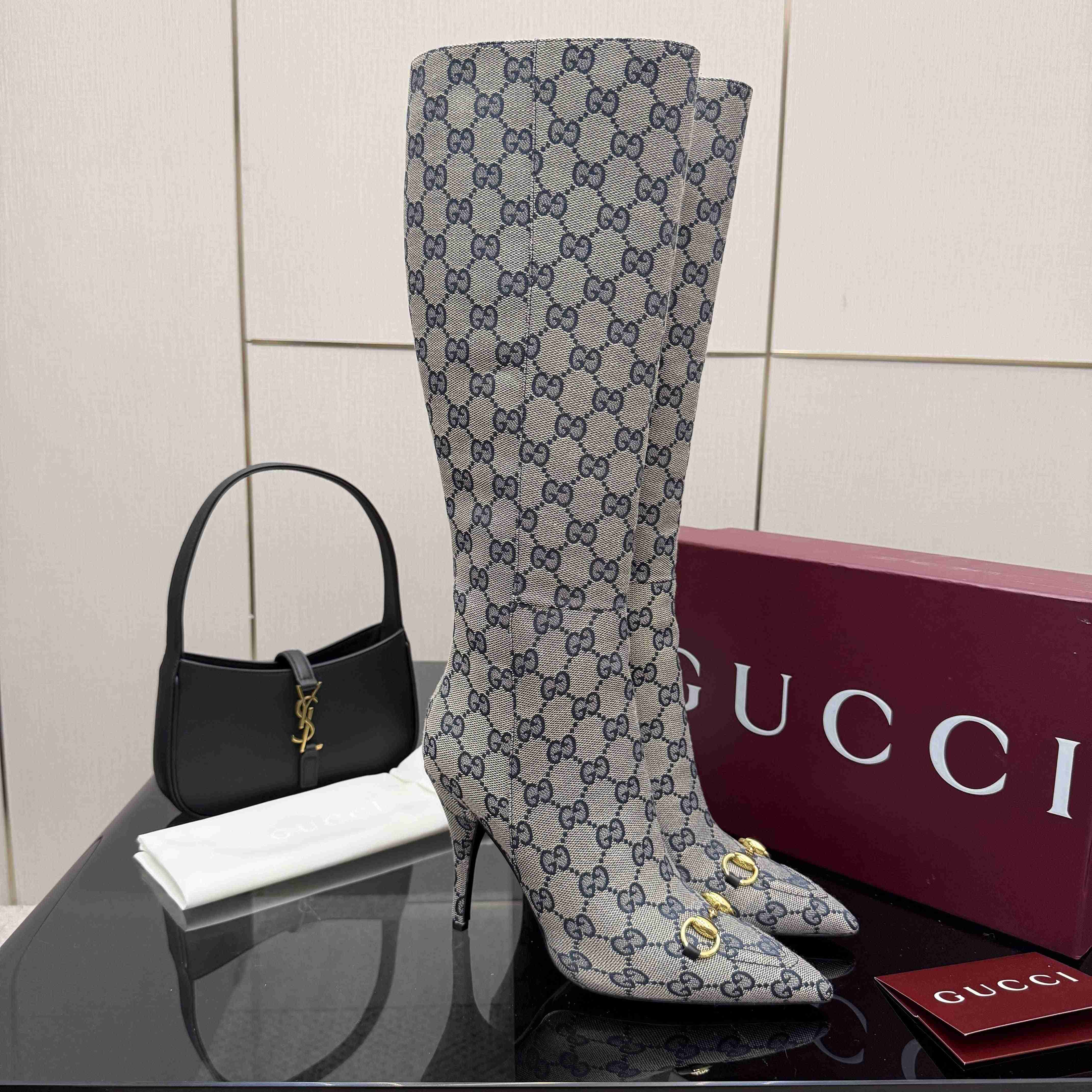 Gucci GG Monogram Knee-high Boots - DopestKickz