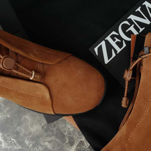 Zegna Dark Foliage Suede Triple Stitch™ Vetta Sneakers  - DopestKickz