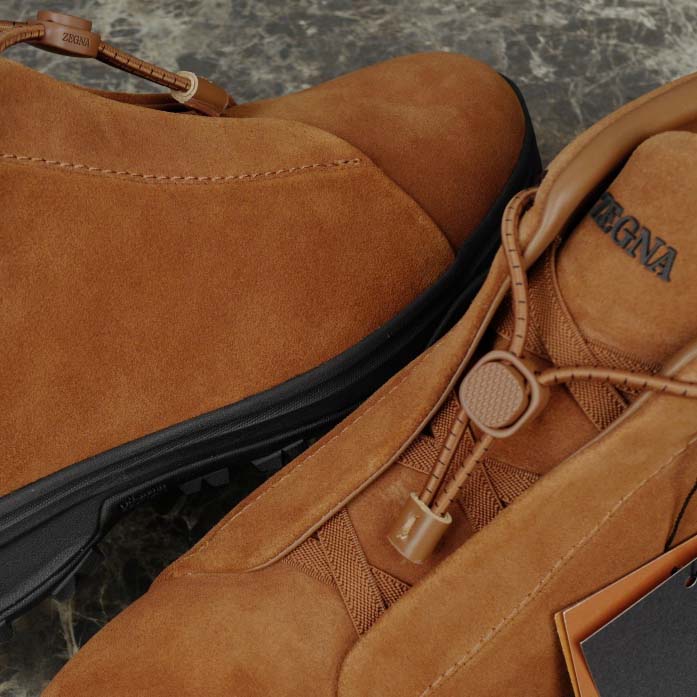 Zegna Dark Foliage Suede Triple Stitch™ Vetta Sneakers  - DopestKickz