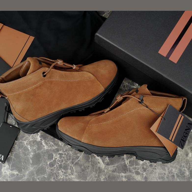 Zegna Dark Foliage Suede Triple Stitch™ Vetta Sneakers  - DopestKickz