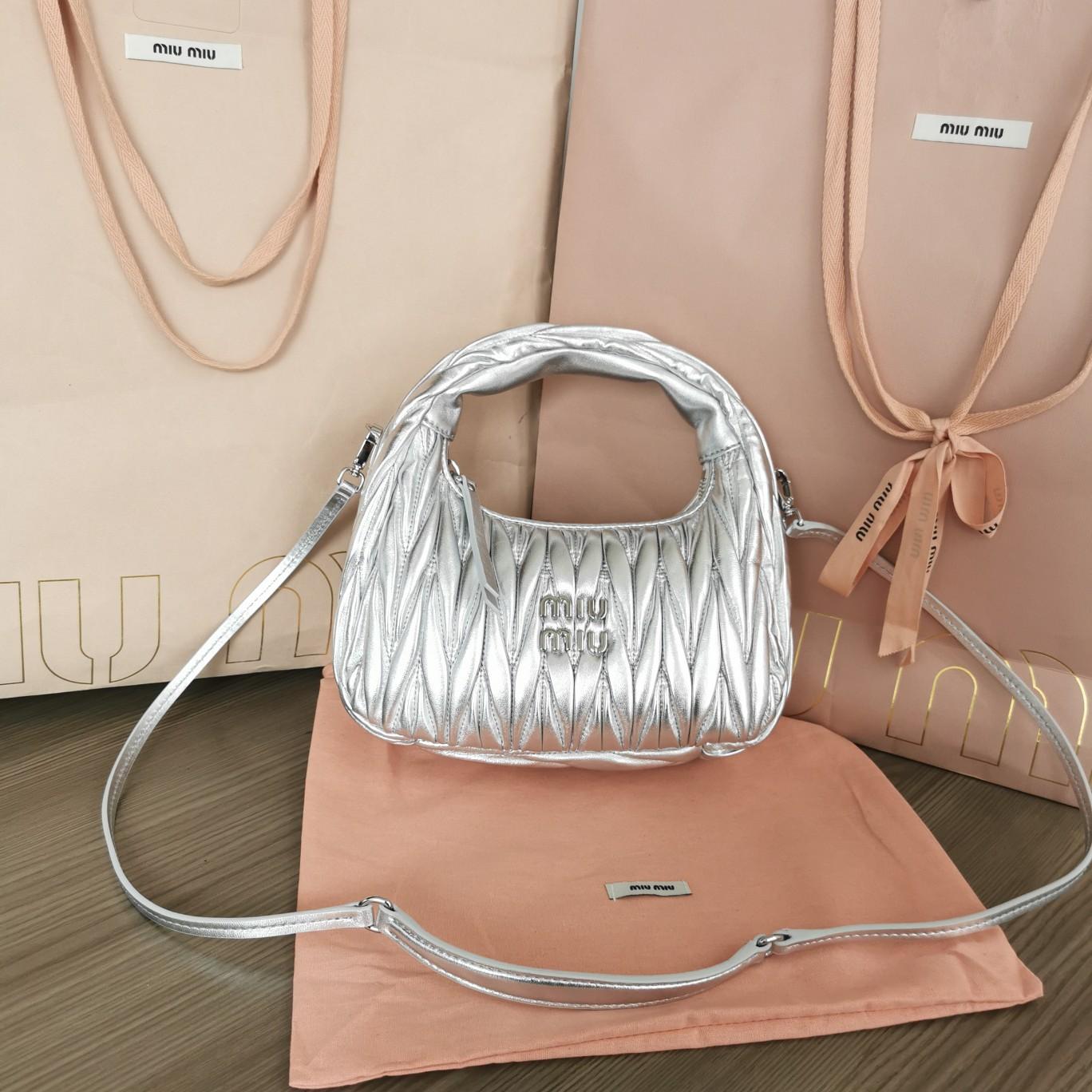 Miu Miu Wander Matelassé Nappa Leather Hobo Bag  - DopestKickz
