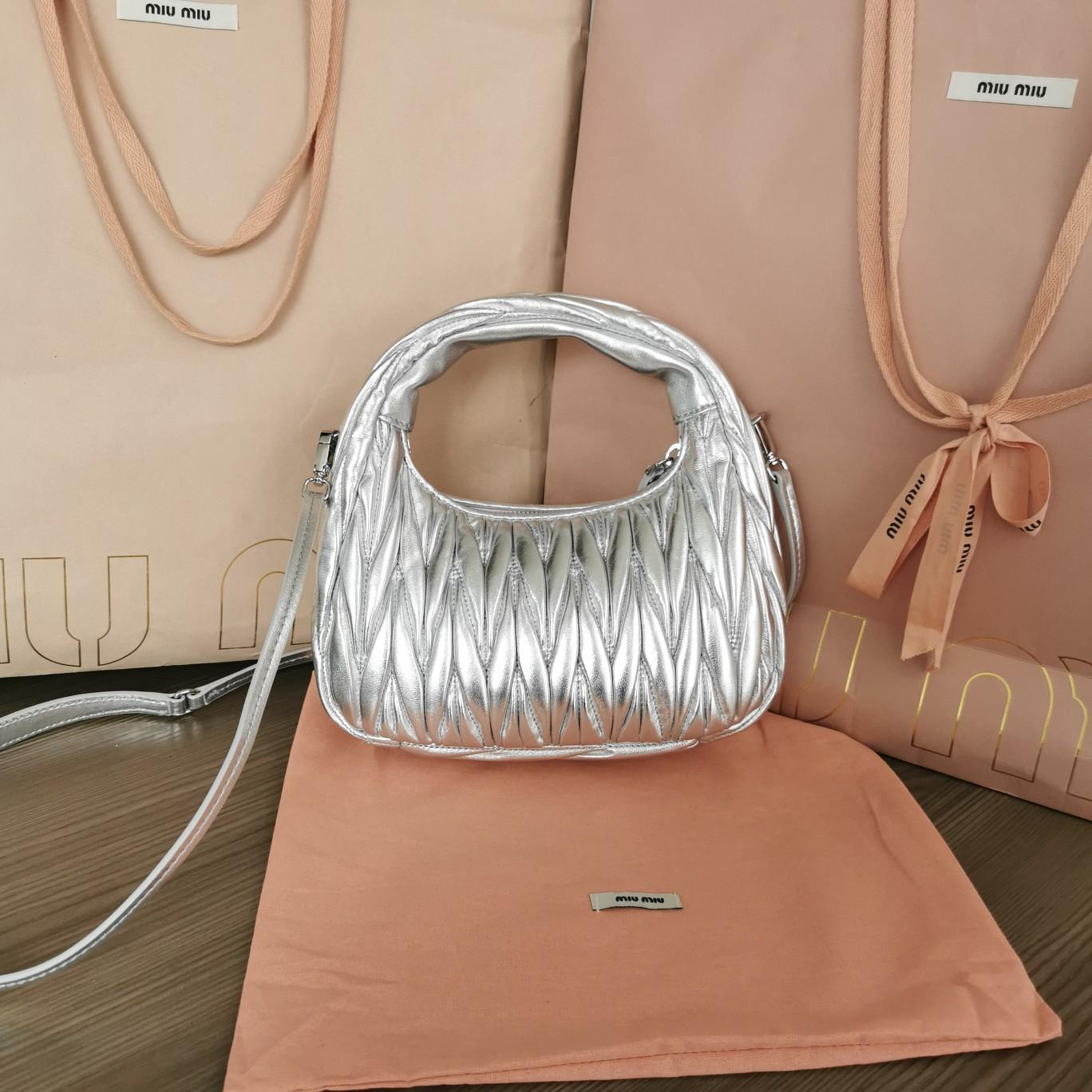 Miu Miu Wander Matelassé Nappa Leather Hobo Bag  - DopestKickz