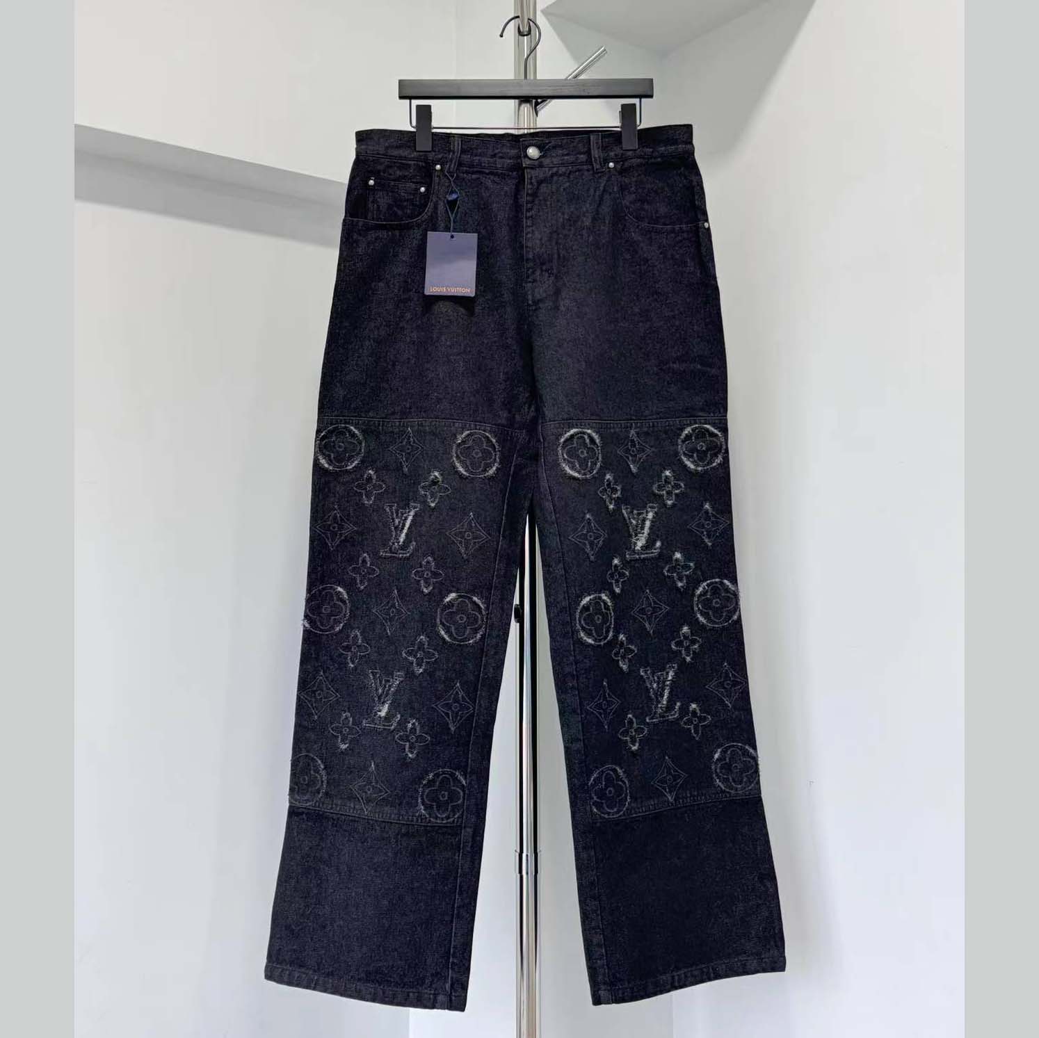 Louis Vuitton Monogram Destroy Denim Pants - DopestKickz