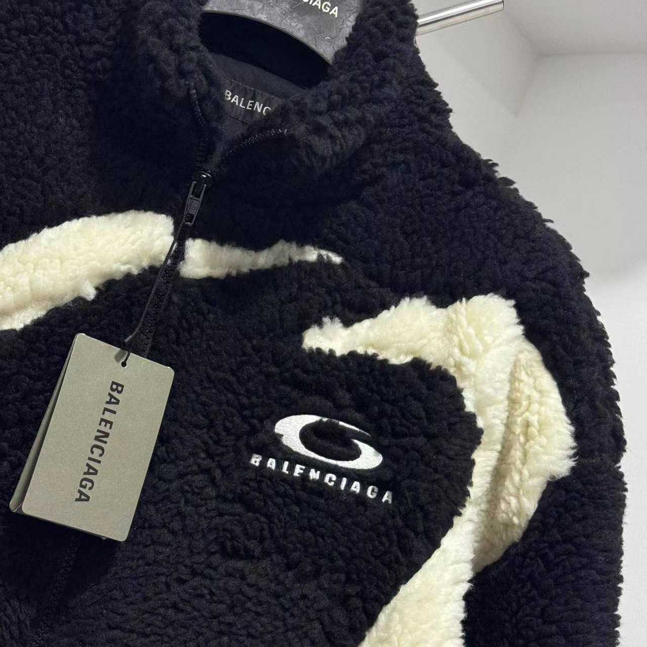 Balenciaga Embroidered-Logo Teddy Jacket - DopestKickz