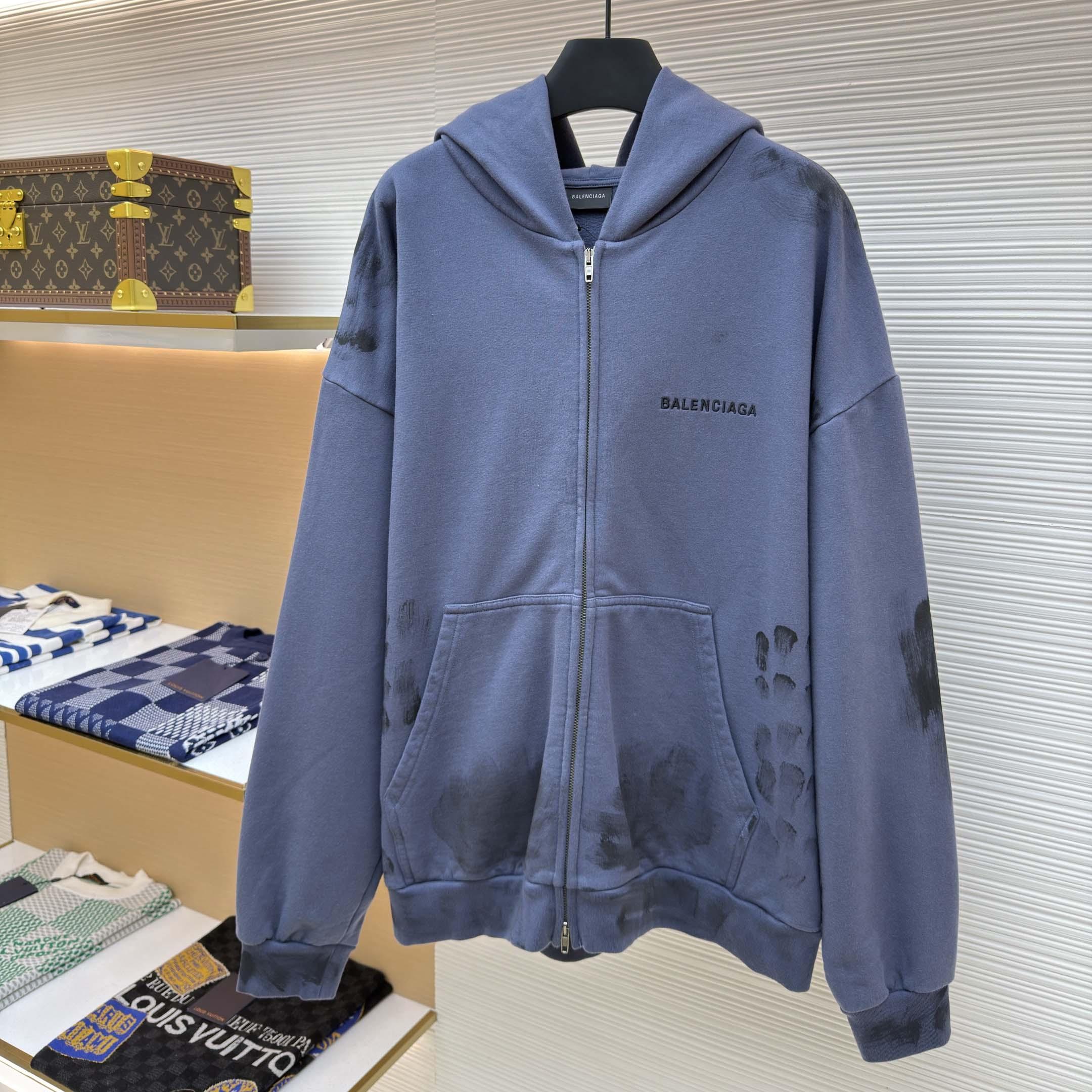 Balenciaga Logo-print Zip-up Hoodie - DopestKickz