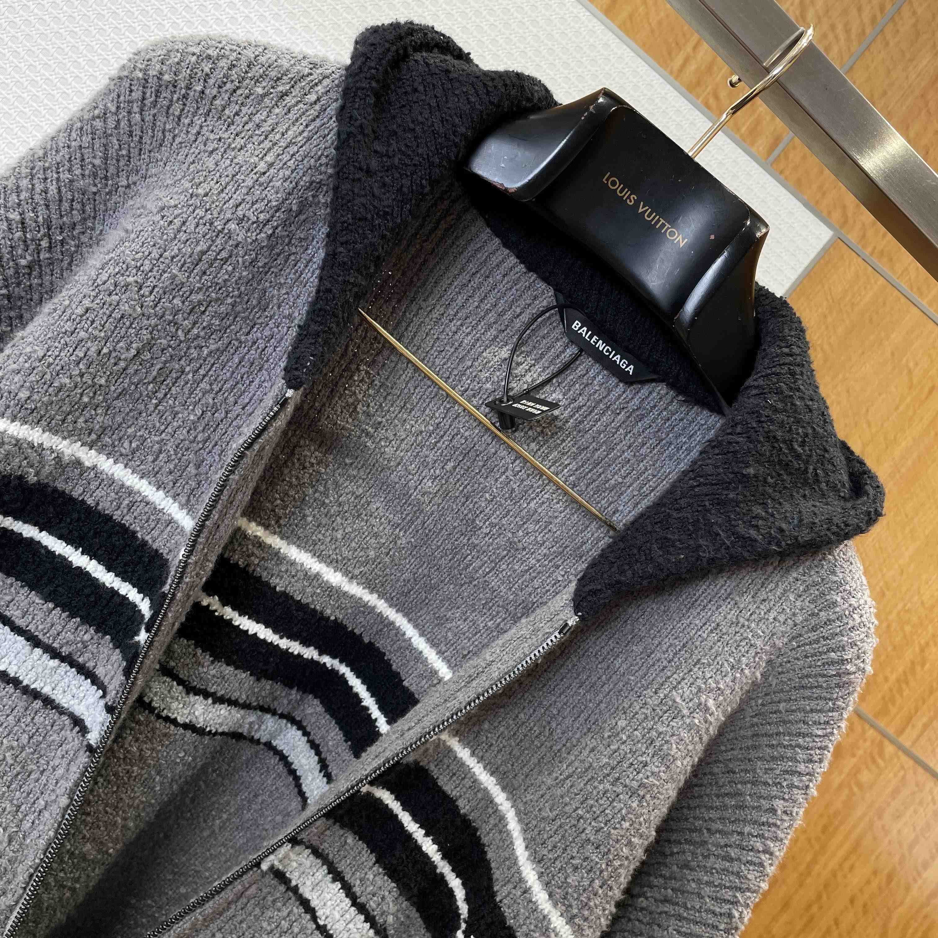 Balenciaga Fluffy Zip-Up Hoodie In Grey - DopestKickz