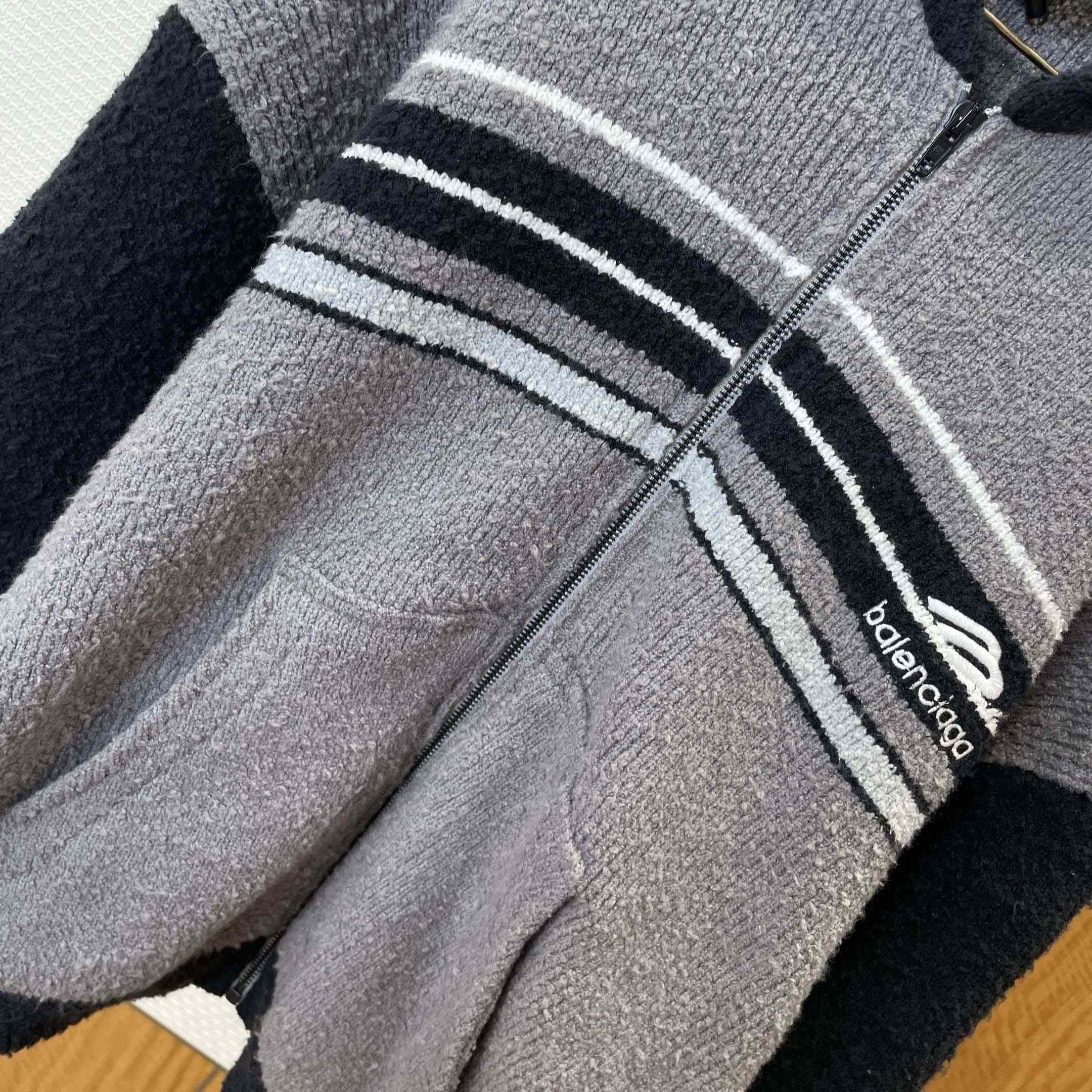Balenciaga Fluffy Zip-Up Hoodie In Grey - DopestKickz