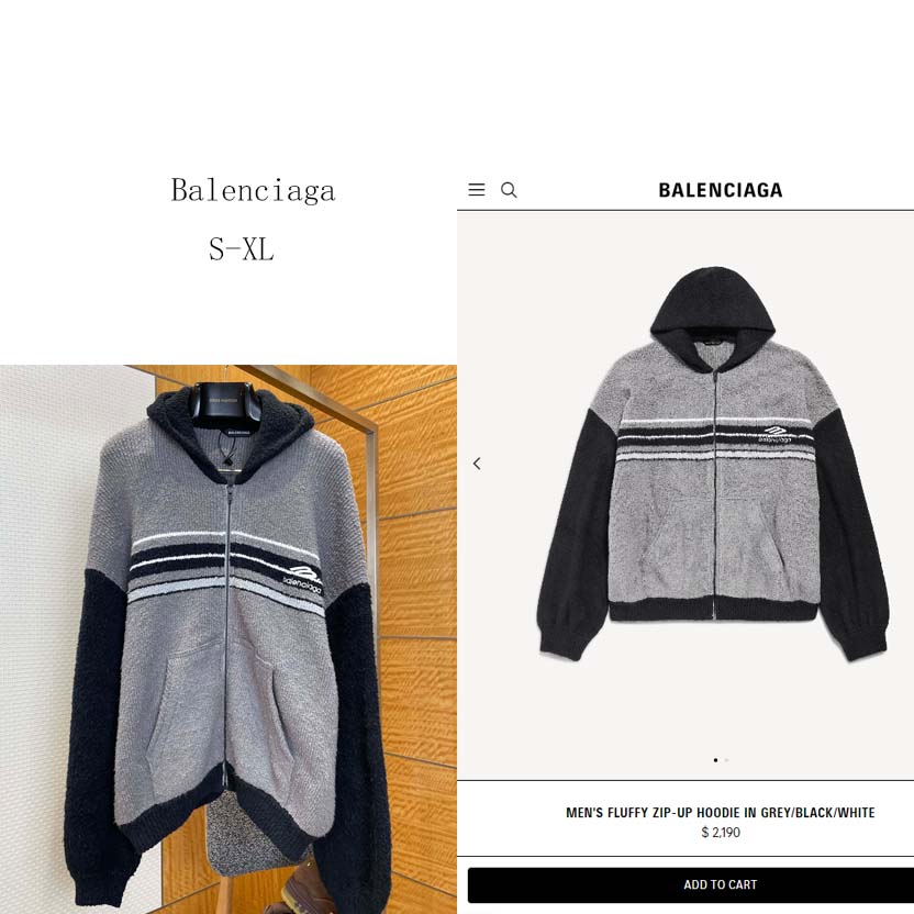 Balenciaga Fluffy Zip-Up Hoodie In Grey - DopestKickz