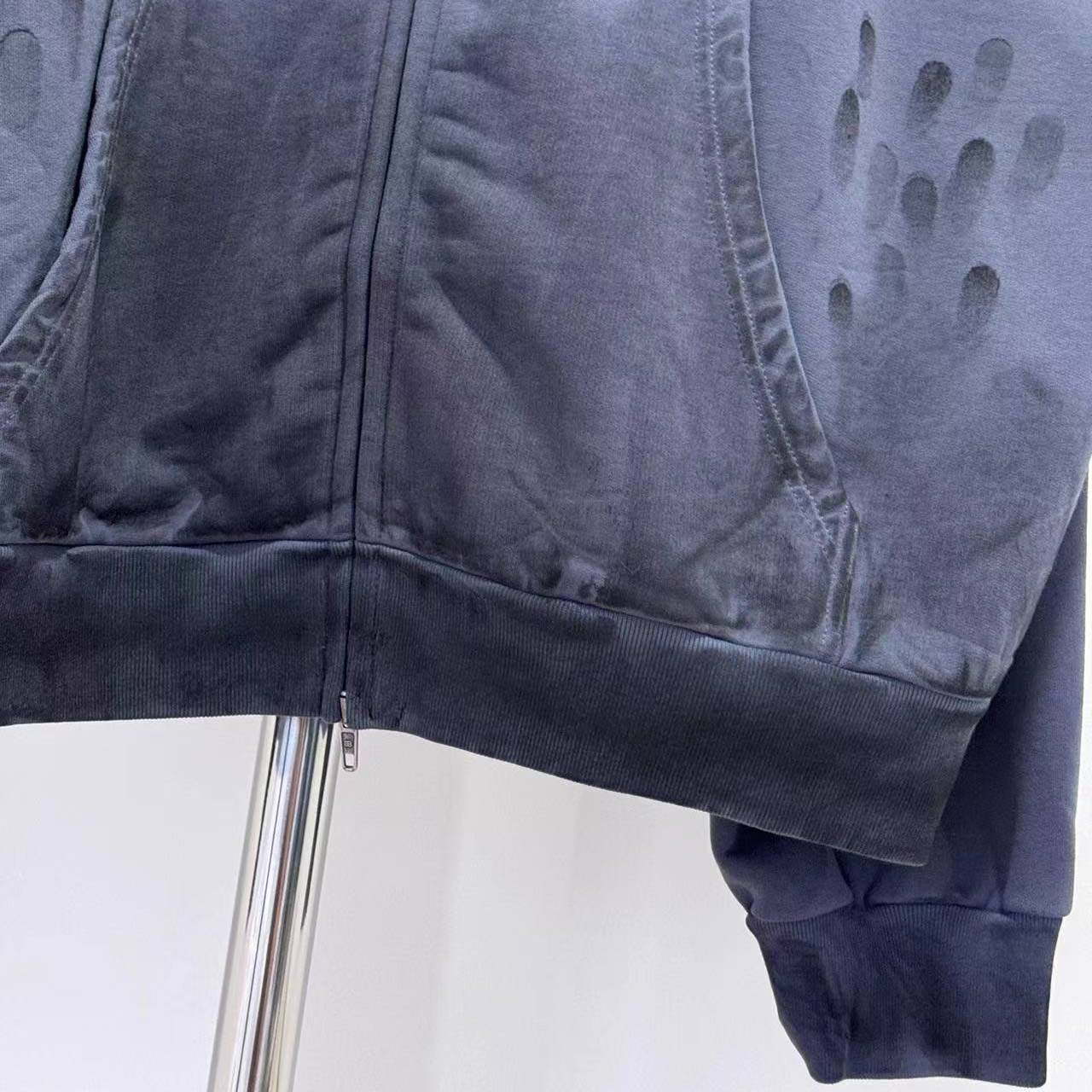 Balenciaga Back Zip-Up Hoodie Regular Fit in faded dark blue - DopestKickz