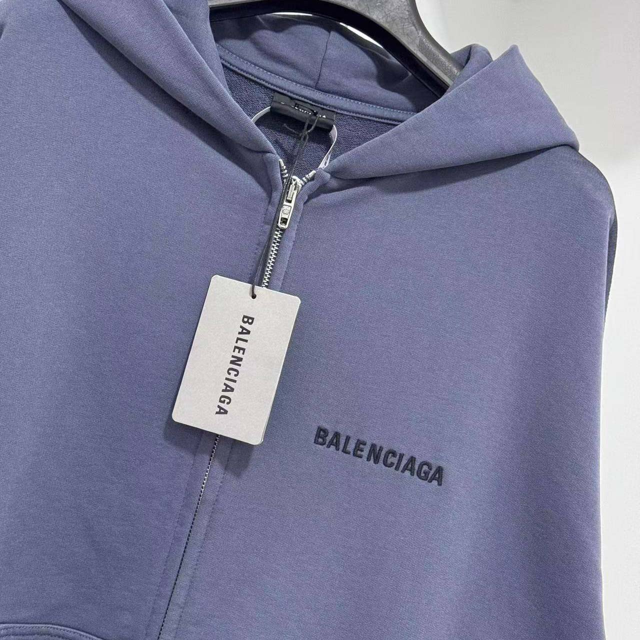 Balenciaga Back Zip-Up Hoodie Regular Fit in faded dark blue - DopestKickz