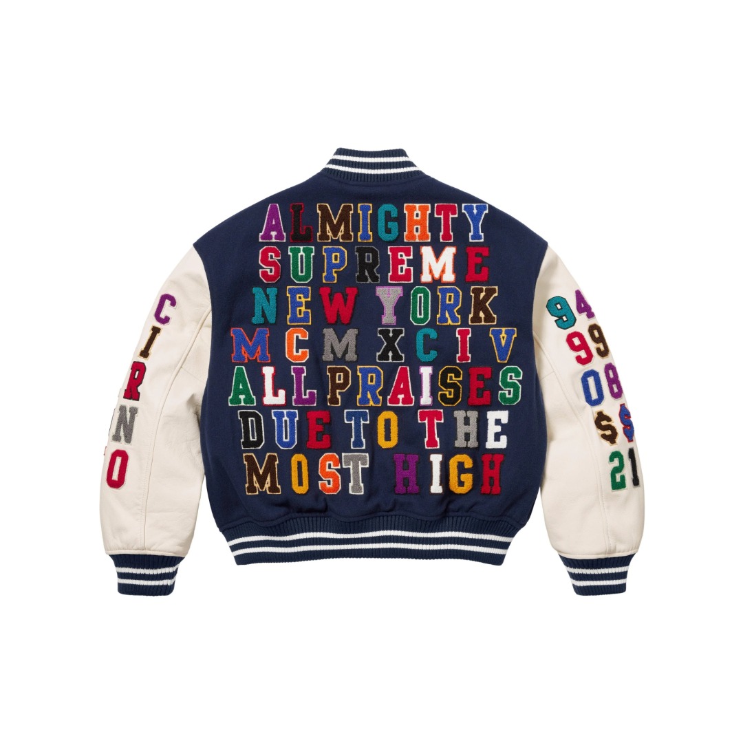 Supreme Praises Varsity Jacket 'Navy' - DopestKickz