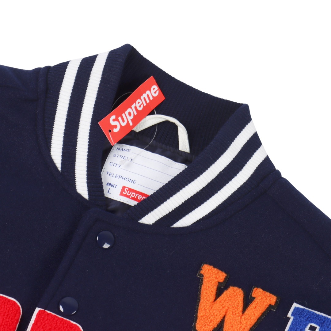 Supreme Praises Varsity Jacket 'Navy' - DopestKickz