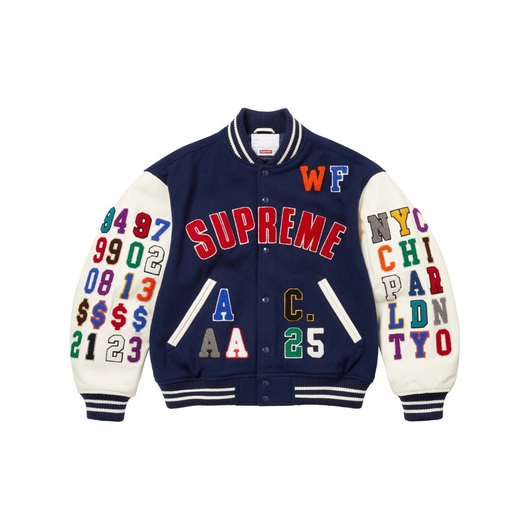 Supreme Praises Varsity Jacket 'Navy' - DopestKickz