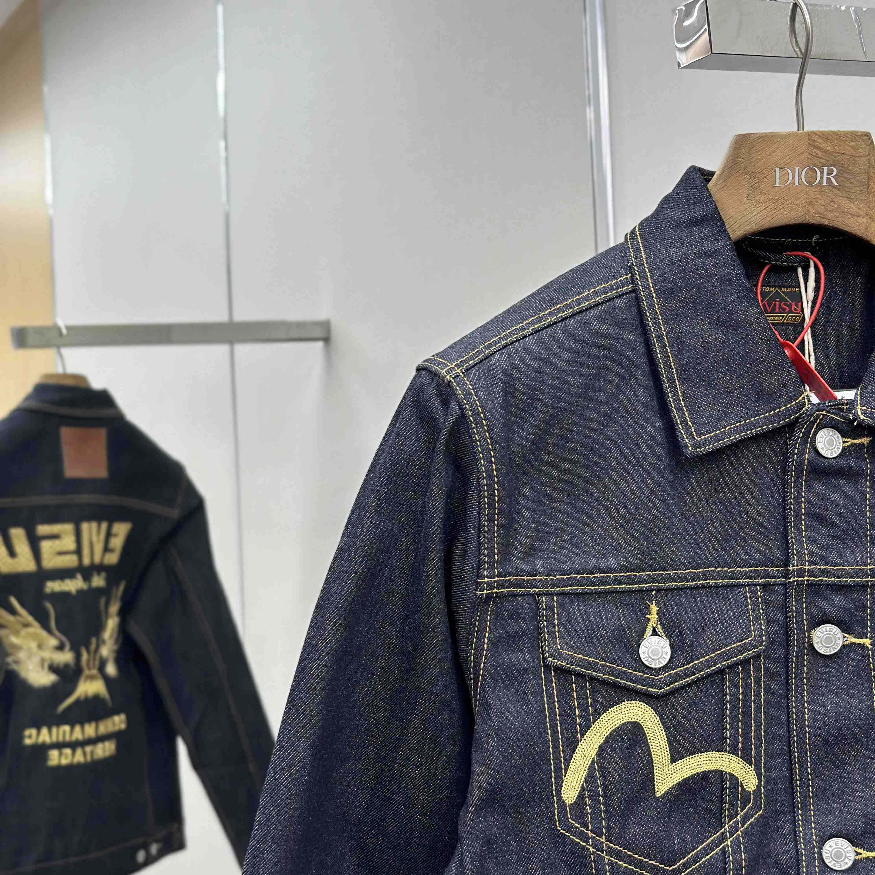 Evisu Hakutaku Embroidery Relax Fit Denim Jacket - DopestKickz