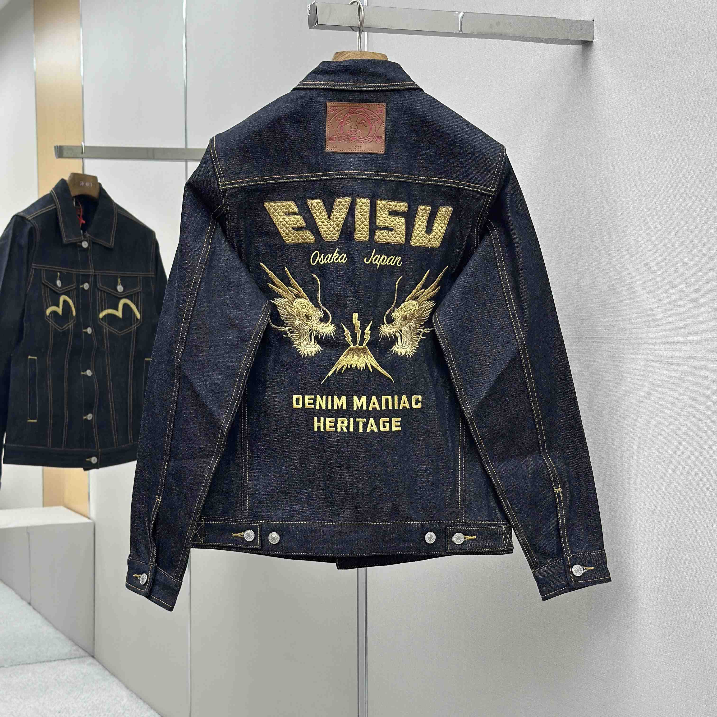 Evisu Hakutaku Embroidery Relax Fit Denim Jacket - DopestKickz