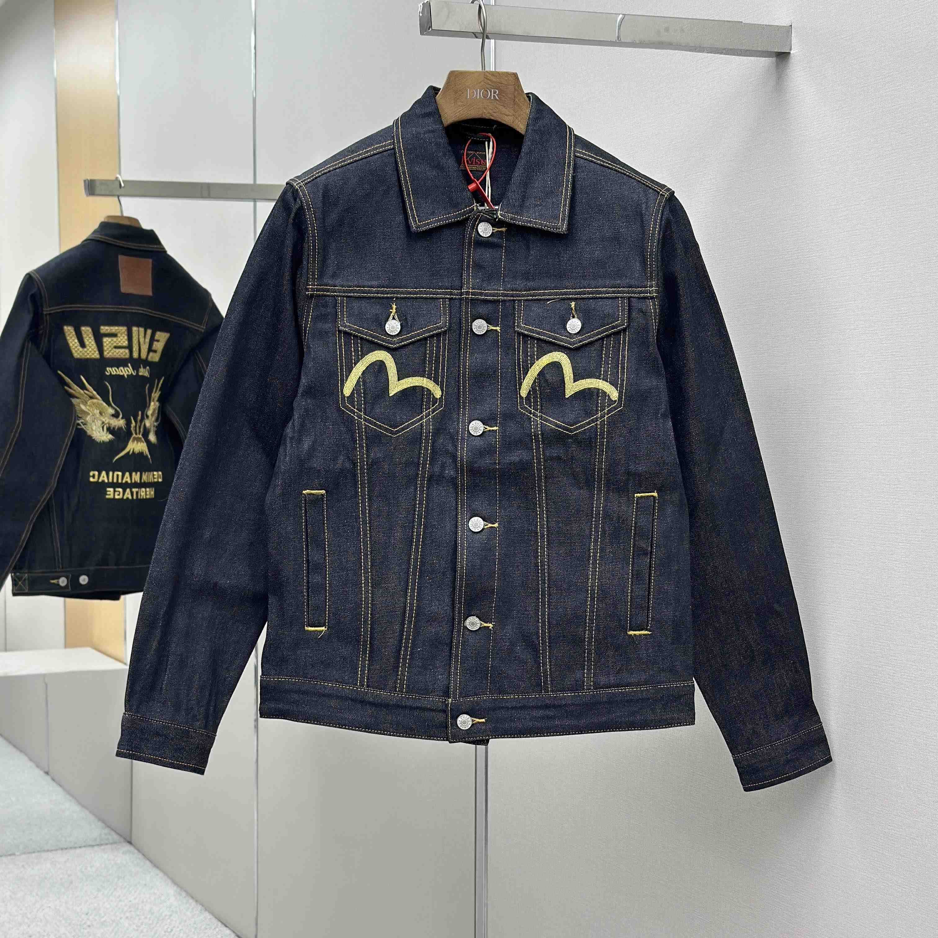 Evisu Hakutaku Embroidery Relax Fit Denim Jacket - DopestKickz