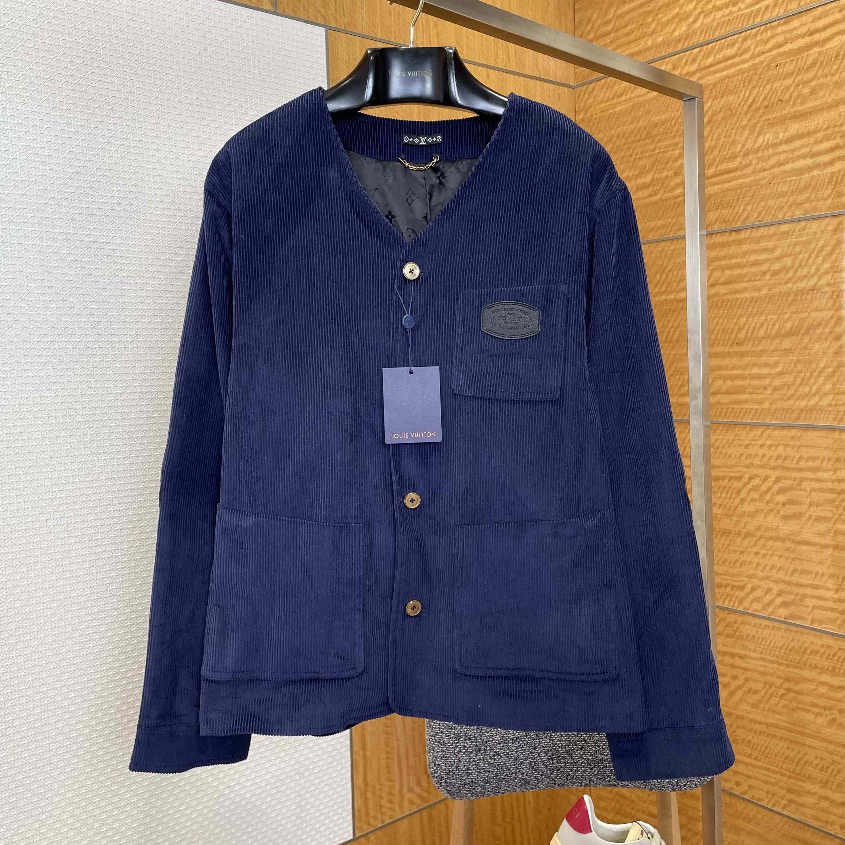 Louis Vuitton Corduroy Collarless Jacket - DopestKickz