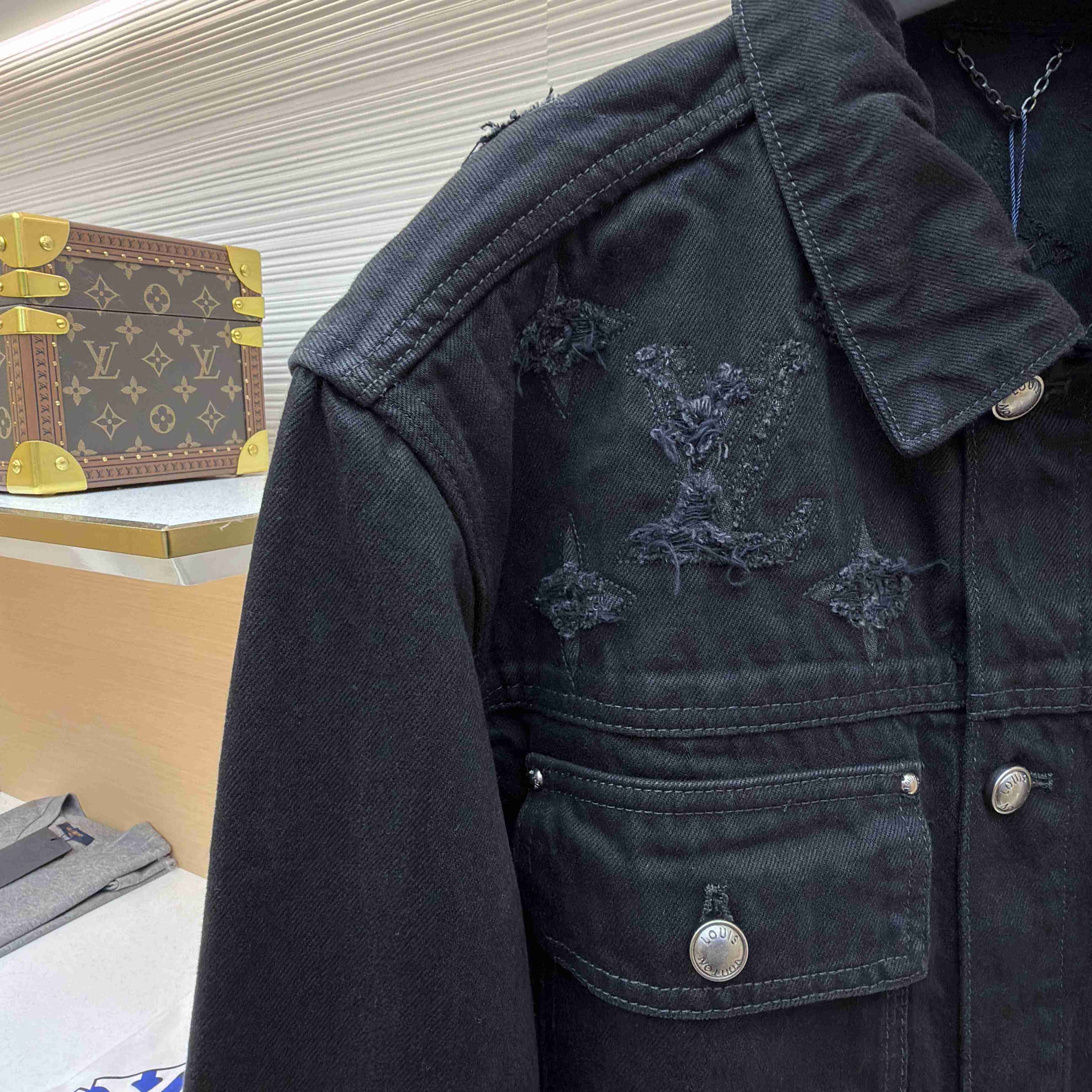 Louis Vuitton Monogram Destroy Denim Trucker Jacket - DopestKickz