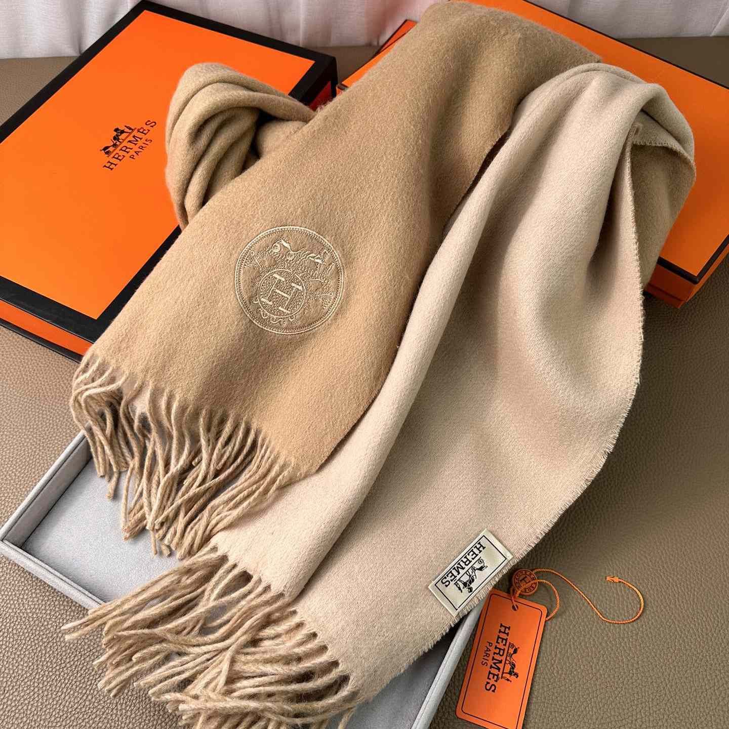 Hermès double-sided cashwool scarf - DopestKickz