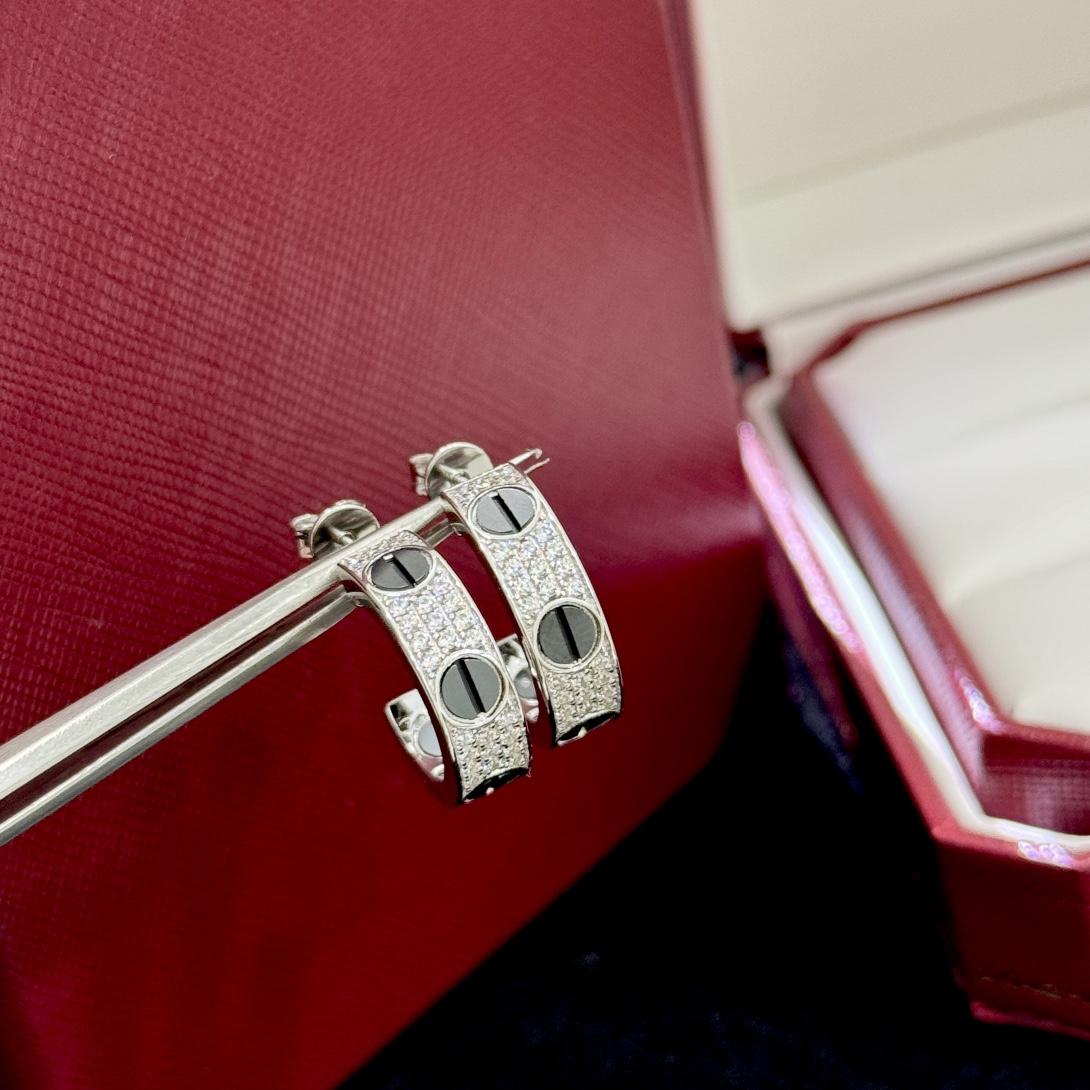 Cartier Love Diamond Ceramic Earrings - DopestKickz