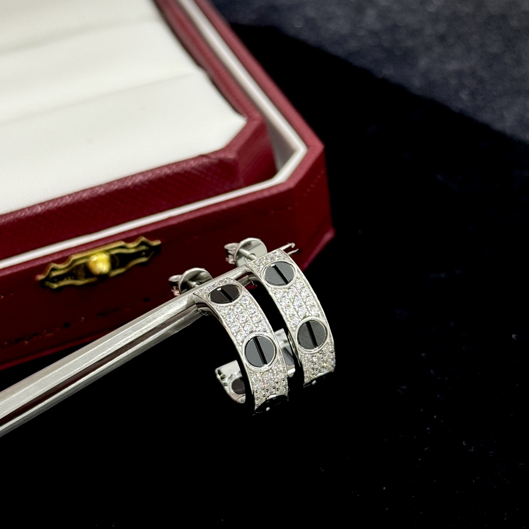 Cartier Love Diamond Ceramic Earrings - DopestKickz