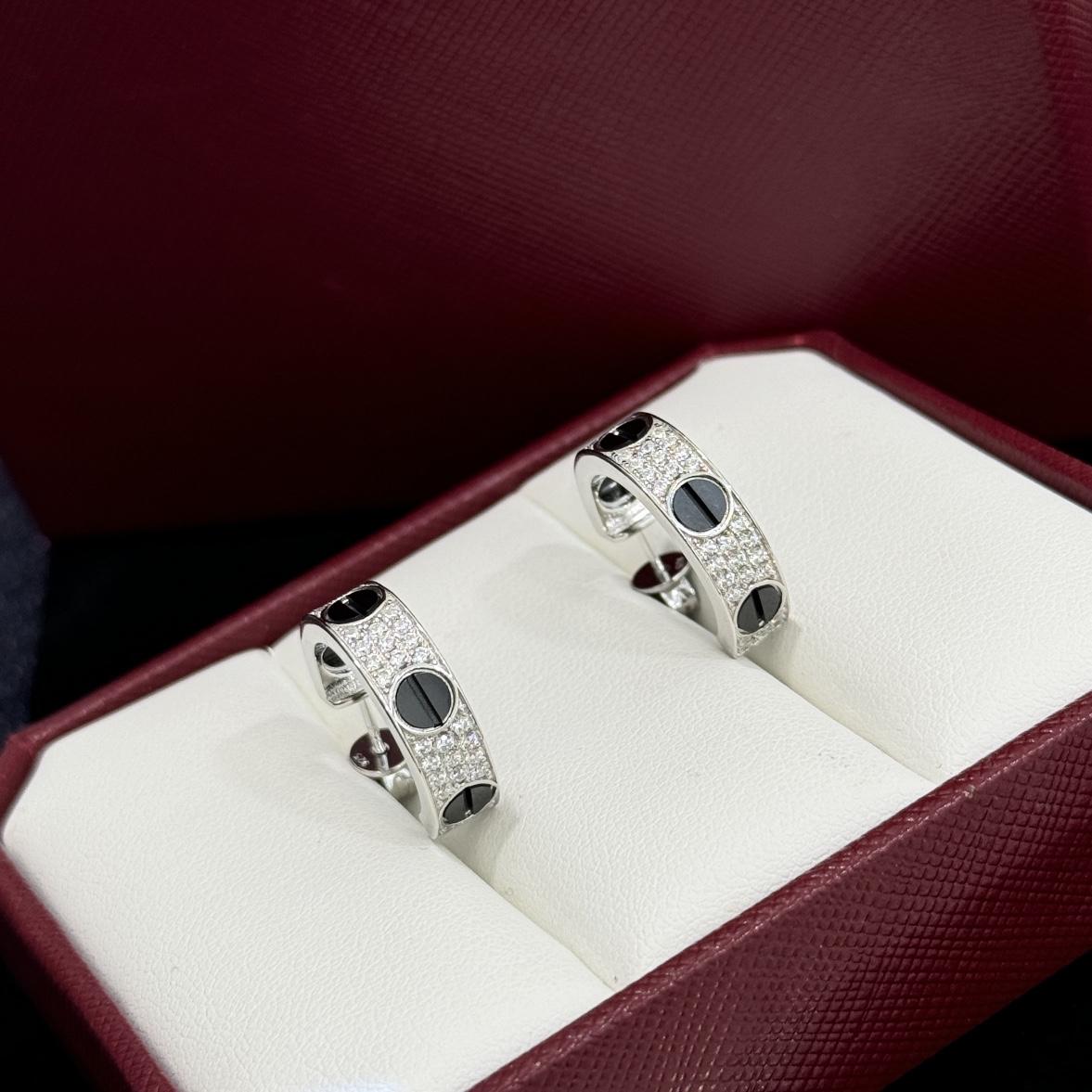 Cartier Love Diamond Ceramic Earrings - DopestKickz