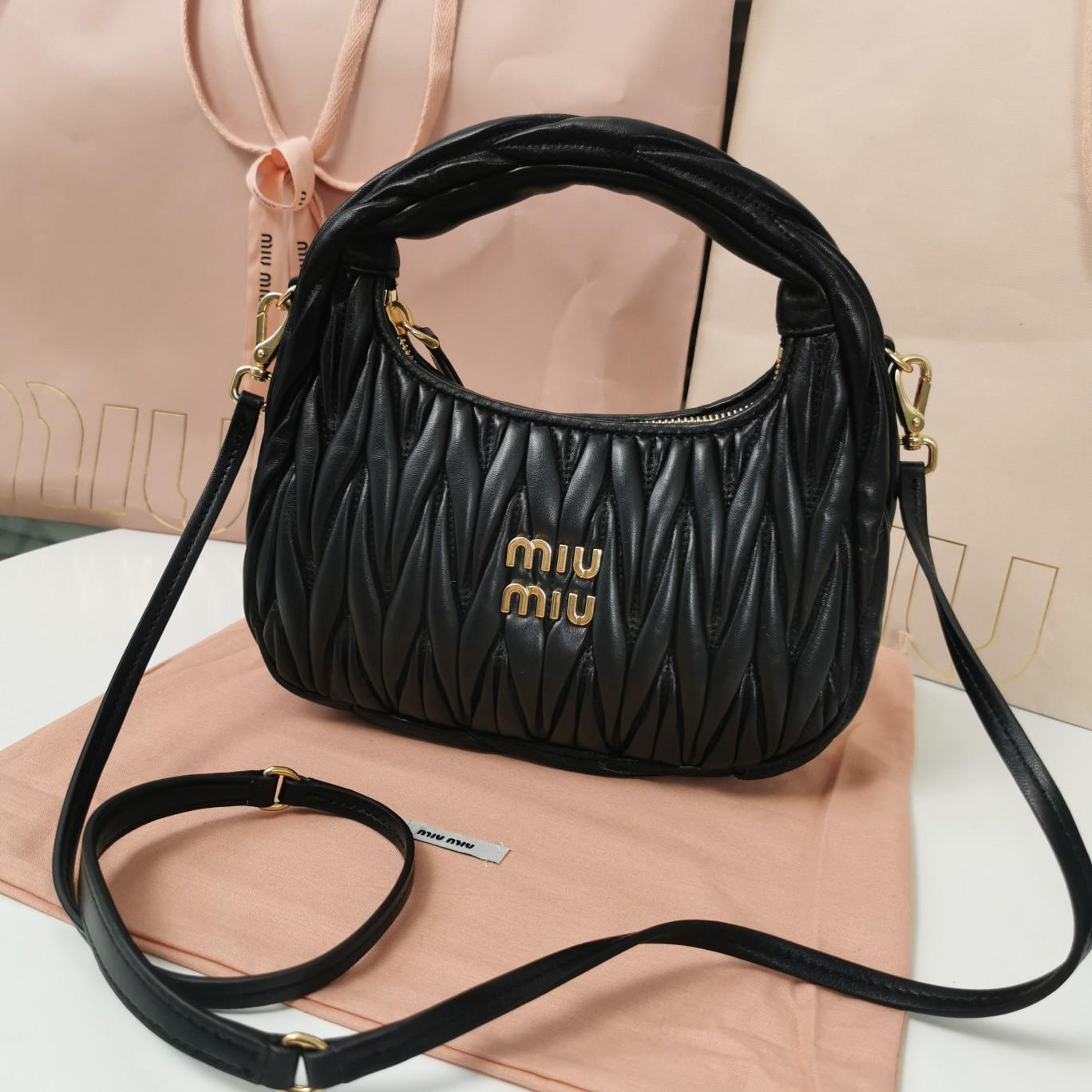Miu Miu Wander Matelassé Nappa Leather Hobo Bag  - DopestKickz