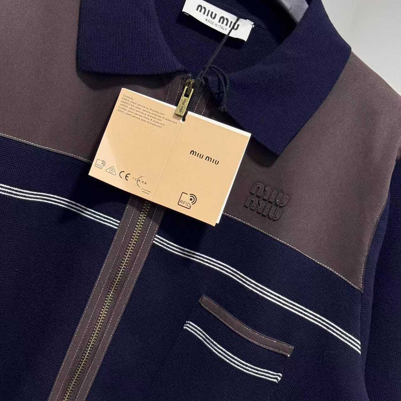 Miu Miu Wool And Leather Zipper Cardigan - DopestKickz