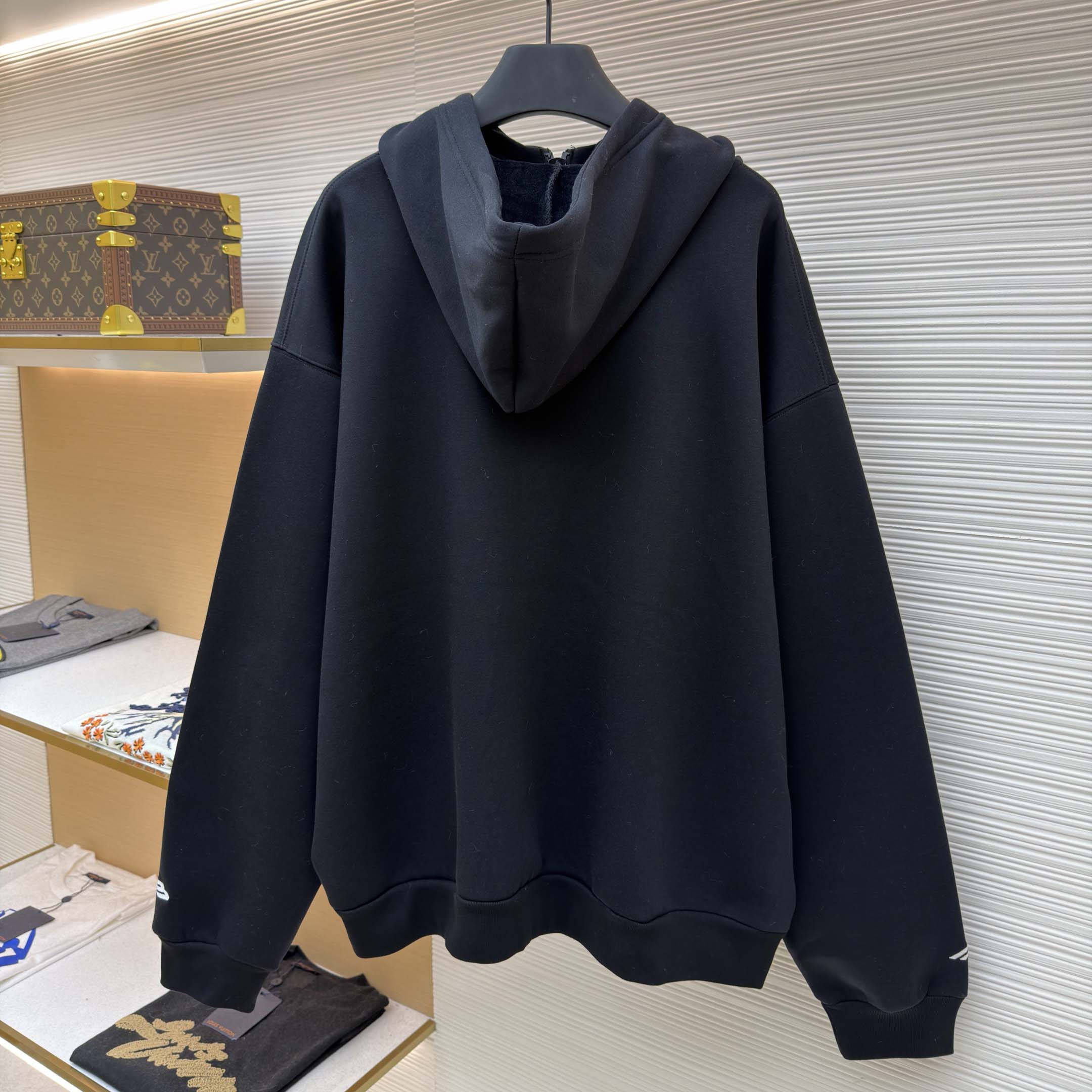 Balenciaga 3B Sports Icon Zip-Up Hoodie In Washed Black - DopestKickz