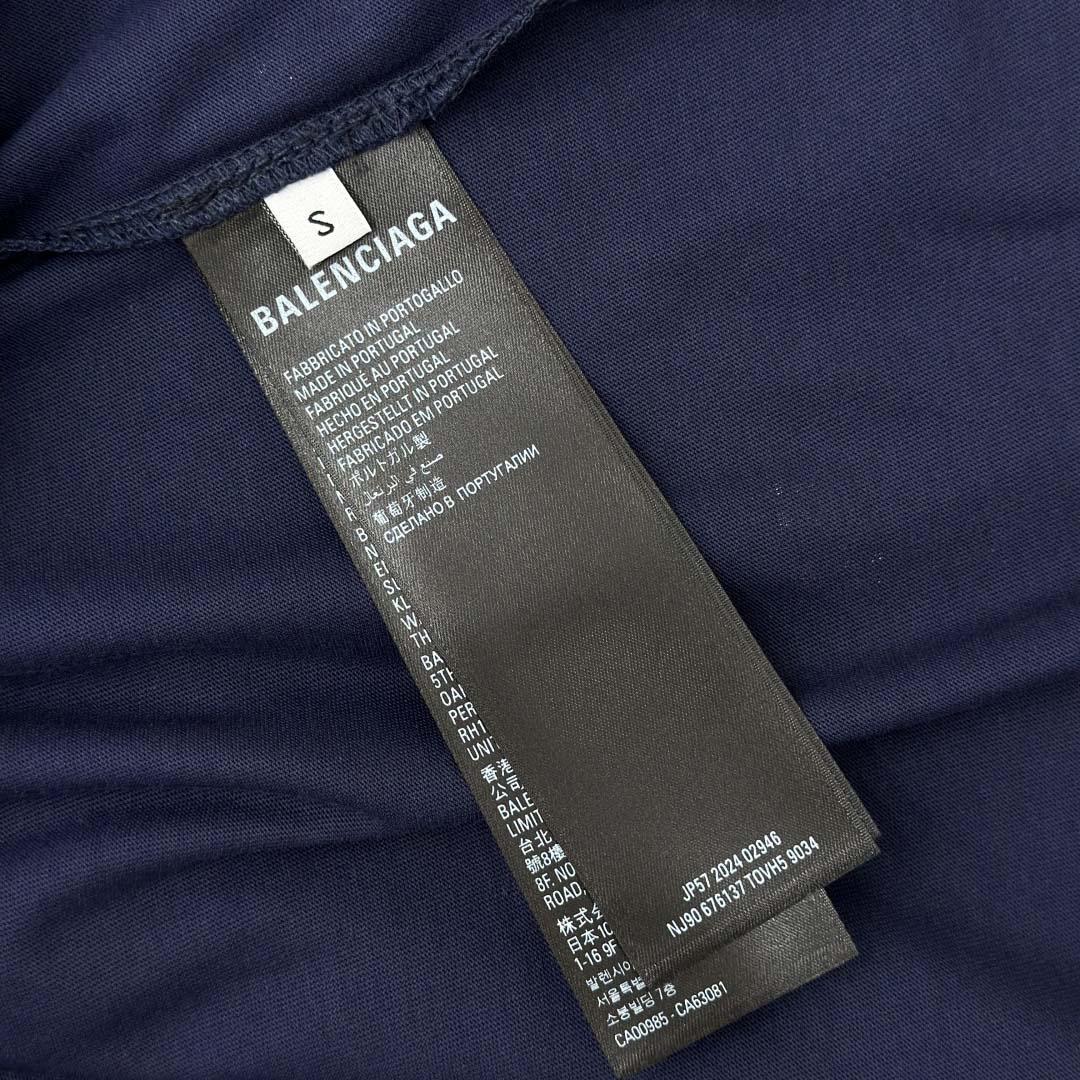 Balenciaga 3B Football Long Sleeve V-Neck T-Shirt In Dark Navy  - DopestKickz