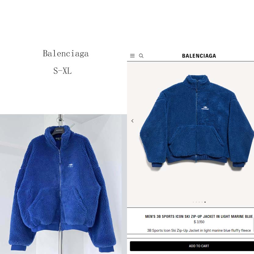 Balenciaga 3B Sports Icon Ski Zip-Up Jacket In Light Marine Blue - DopestKickz