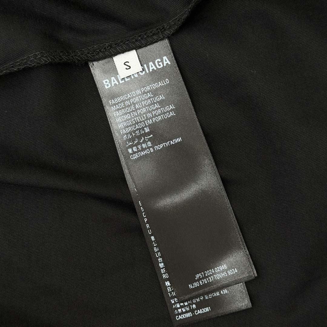 Balenciaga 3B Football Long Sleeve V-Neck T-Shirt In Black - DopestKickz