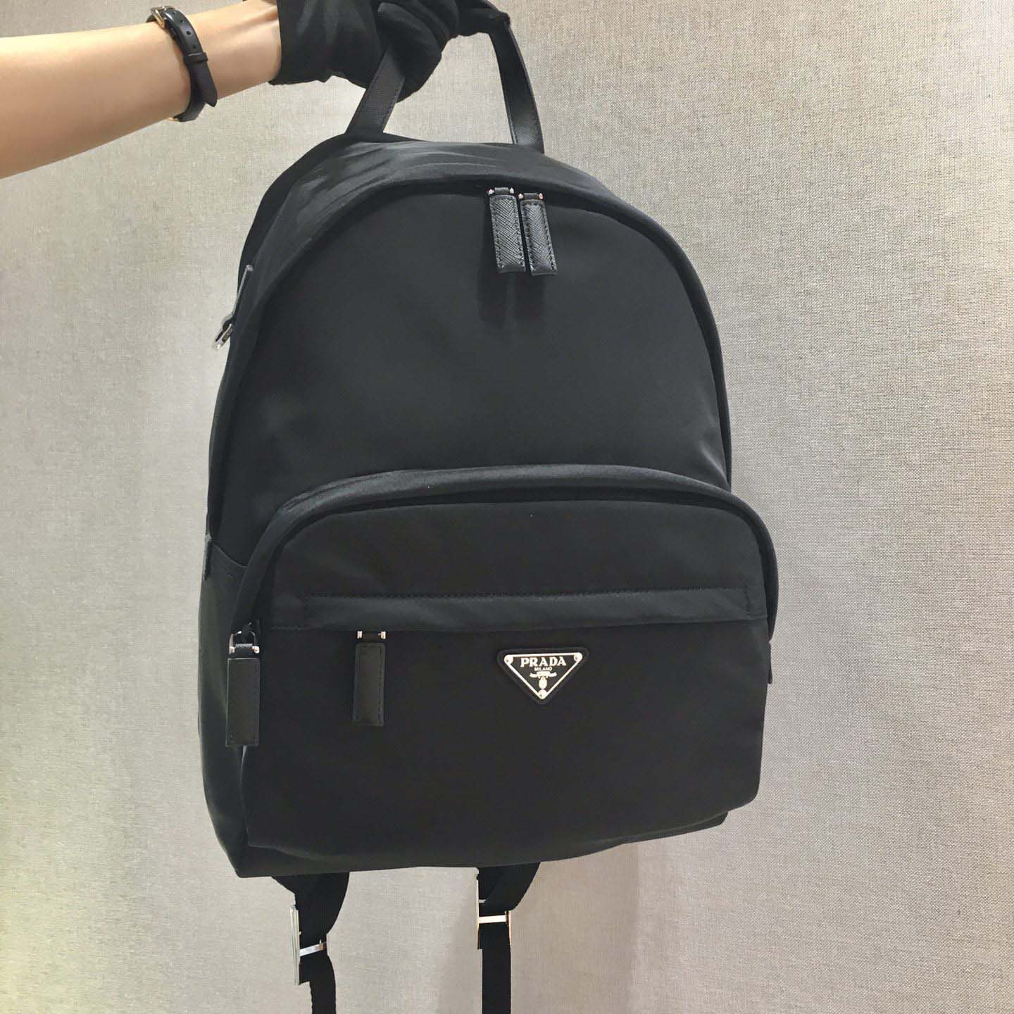 Prada Black Nylon And Saffiano Backpack   29*40*17cm - DopestKickz