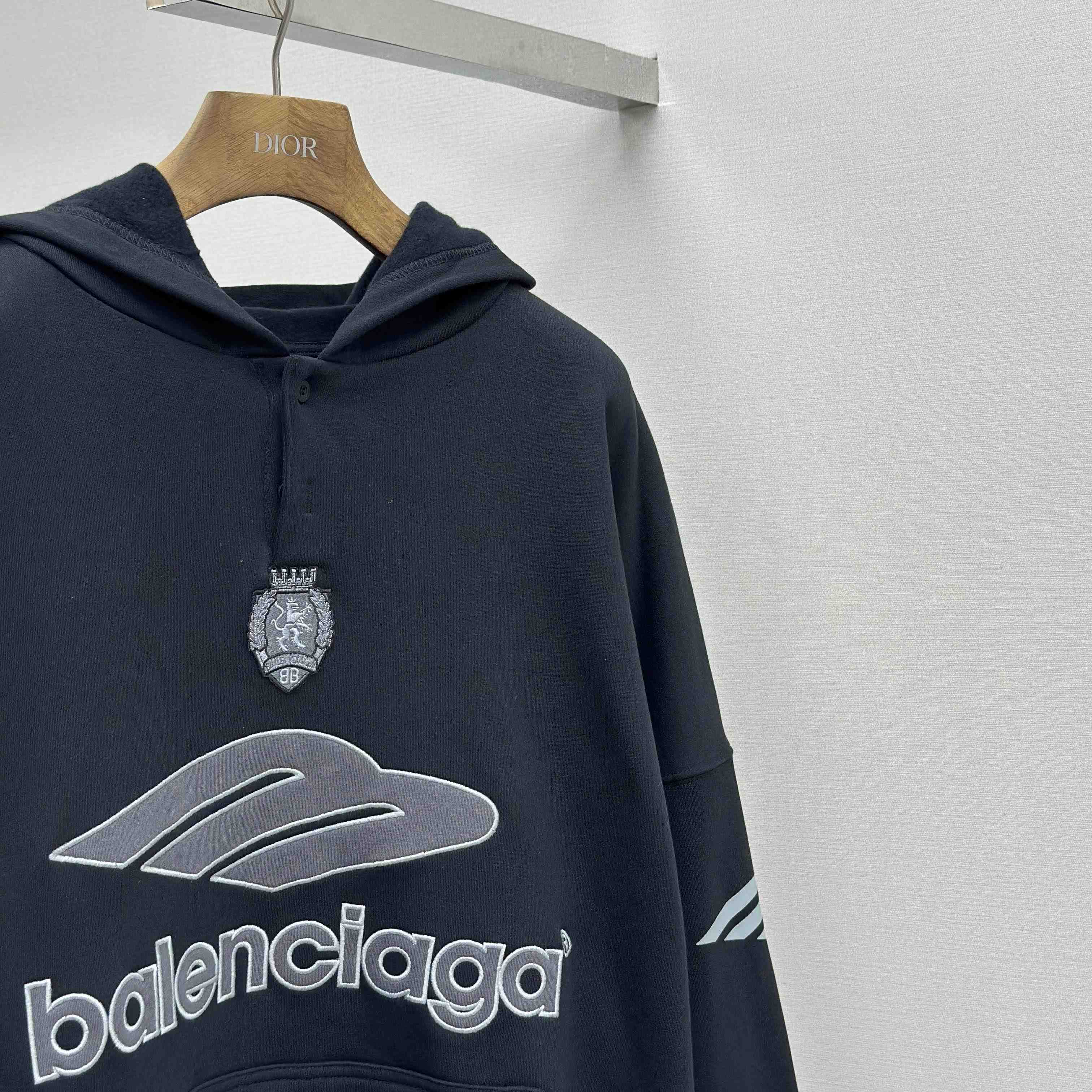 Balenciaga 3B Football Polo Hoodie In Black - DopestKickz